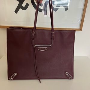 Balenciaga Burgundy Leather City Tote